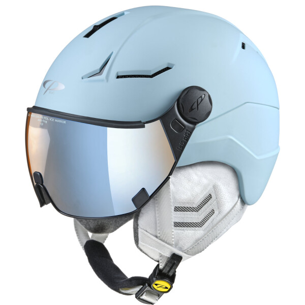 CP Premium Coya+Cashmere Skihelm softlightblue s.t. dl vario brow n pol ice mirror 56-58 cm