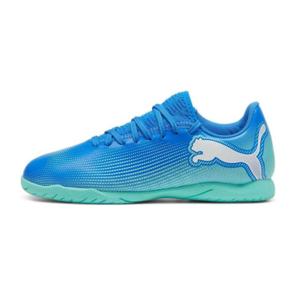 Puma Future 7 Play IT Jr/Hyperlink Blue-Mint-Puma White Kinder Hallenfussballschuh