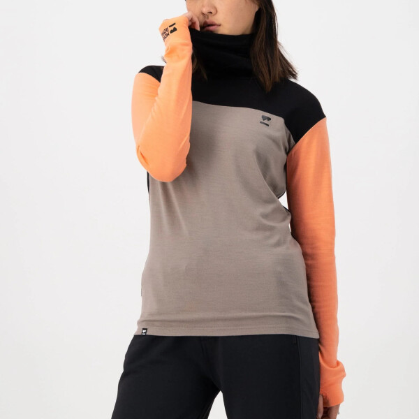 Mons Royale Womens Yotei BF High Neck Punch / Cinder / Black M