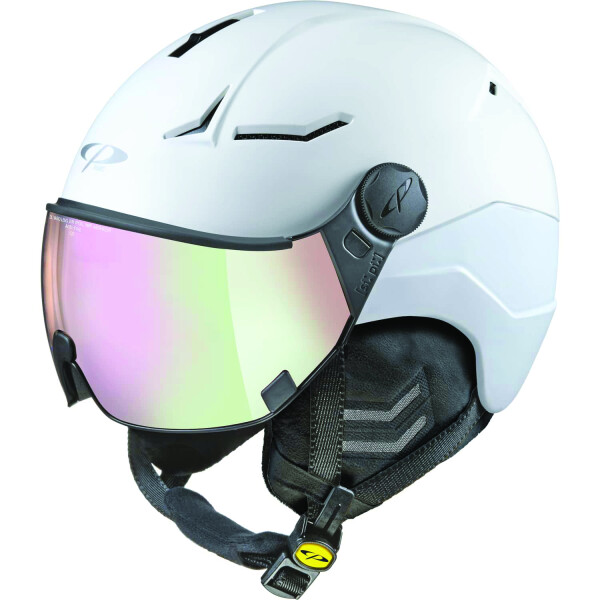 CP Coya Plus Skihelm in Snowwhite s.t mit dl vario wp mirror Visier 53-55 cm