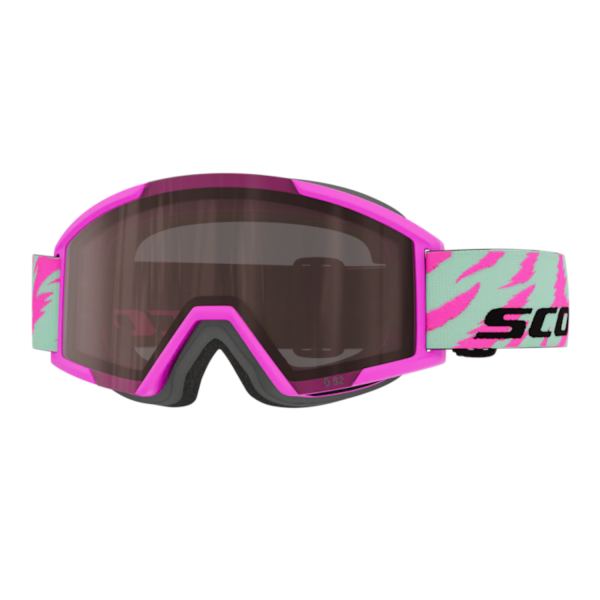 Scott Kinderskibrille Shield Pro JR neon pink/mint green/silver chrome S2