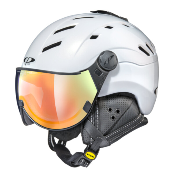 CP Premium Camurai pearlwhite shiny mit Visier di vario si mirror Skihelm 58-60