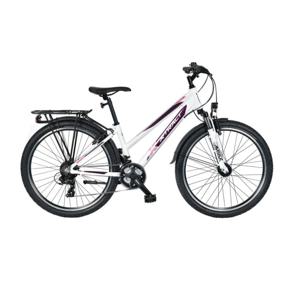 X-TRACT 6263 Alu ATB Cross IT 26" Trapez weiß glanz Dekor Brombeer/pink 42cm