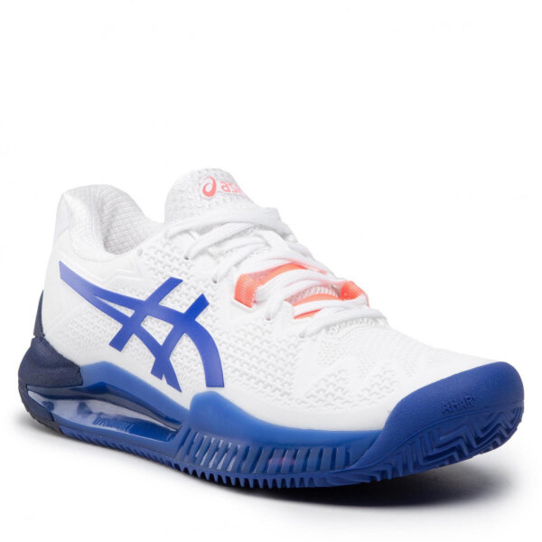 Asics Gel Resolution 8 Clay White/Lapis Lazuli Blue Tennisschuh