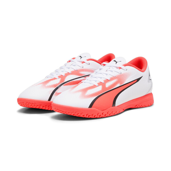 Puma Ultra Play It Jr/Puma White-Puma Black-Fire Orchid 107535 01 Kinderhallenfussballschuh 35,5