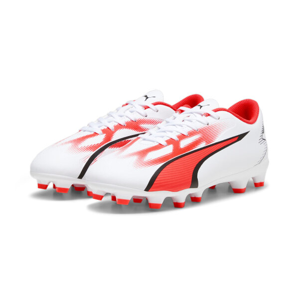 Puma Ultra Play FG/AG Jr/Puma White-Puma Black-Fire Orchid 107530 01 Kinderfussballschuh