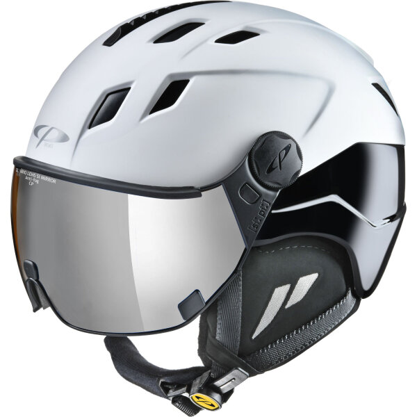 CP Premium Corao+ Skihelm white s.t. / black shiny dl vario silver mirror