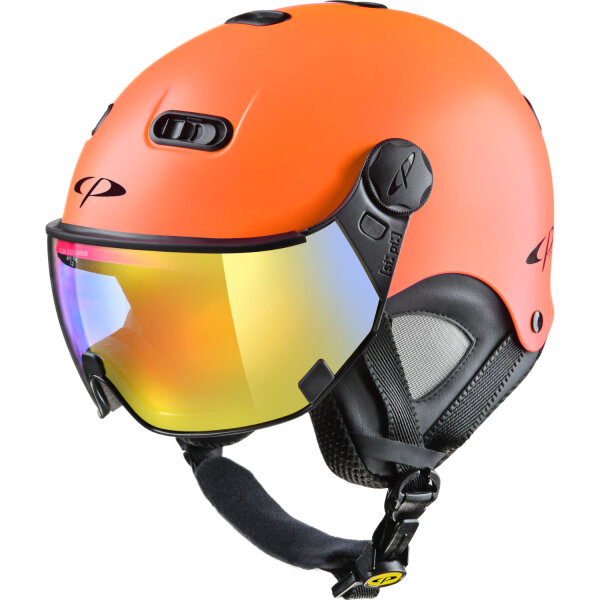 CP Premium Carachillo XS Skihelm exotic orange s.t./black flash multicolour mirror