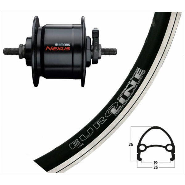 Shimano 24&quot; Laufrad Nabendynamo, VR schwarz